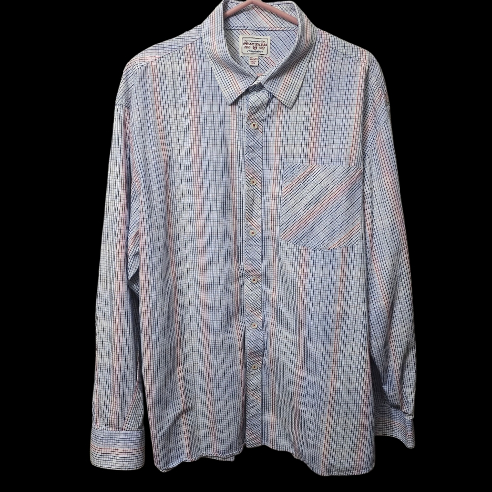 Phat Farm Men's Blue Red Checkered Shirt 2XL
